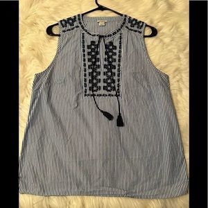 J. Crew Black and White Striped Sleeveless Top